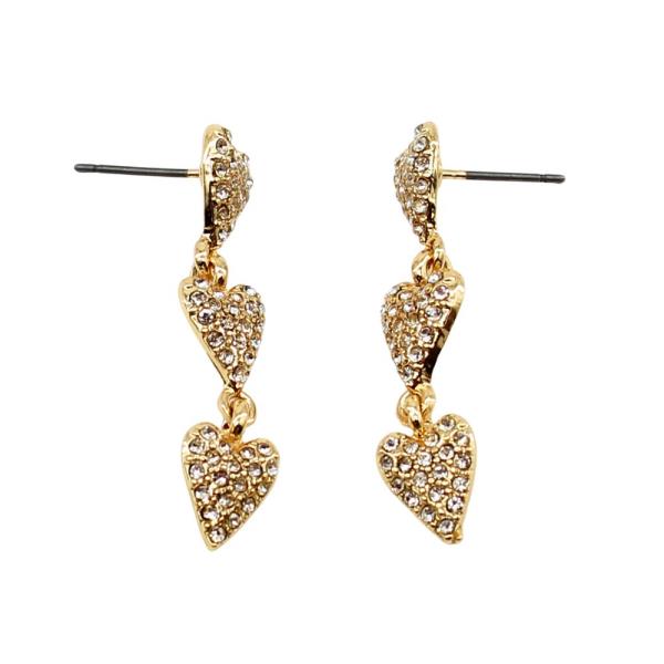 RHINESTONE TRIPLE HEART METAL RING