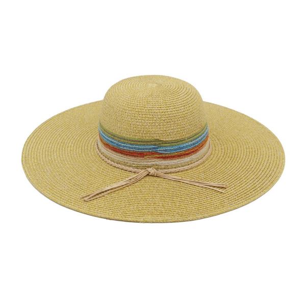 MULTIPLE STRIPES WIDE BRIM STRAW HAT