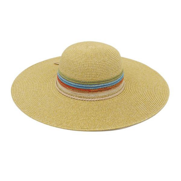 MULTIPLE STRIPES WIDE BRIM STRAW HAT