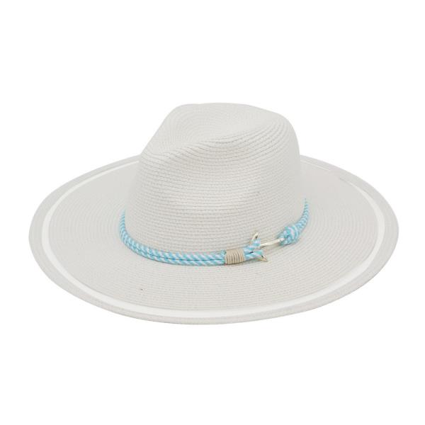 SHEER BRIM SUN HAT WITH NAUTICAL ROPE  ANCHOR DETAIL