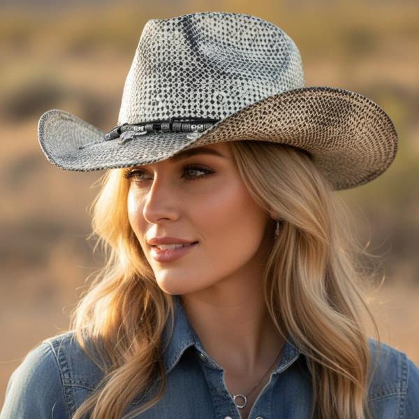 HANDMADE VINTAGE COWBOY HAT WITH WESTERN BULL HEAD, HAT, HORSEHOE, BOOT, CATCUS CHARMS