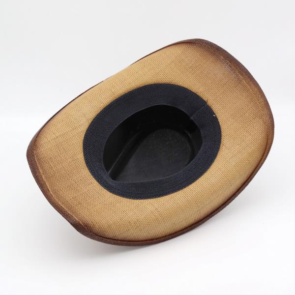 RUSTIC COWBOY HAT WITH CHAIN AND CONCHO DETAIL FAUX LEATHER BAND