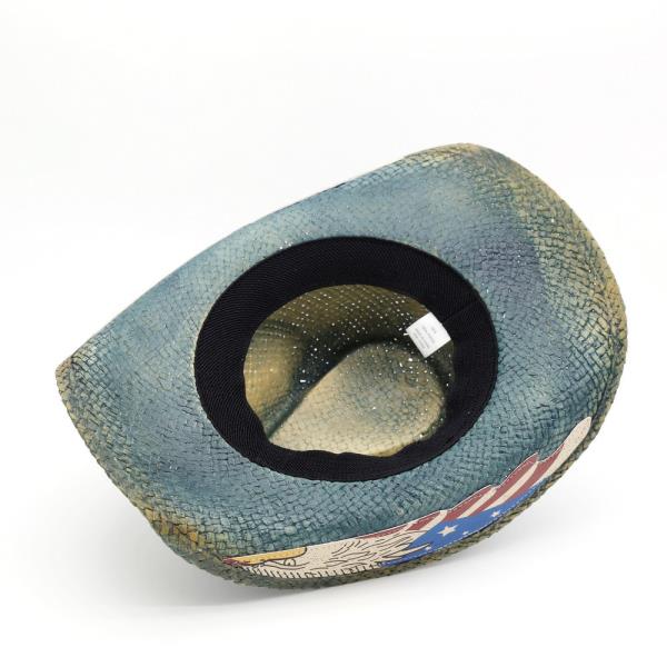 DISTRESSED COWBOY HAT WITH THE LETTERS USA AND AMERICAN FLAG DESIGN