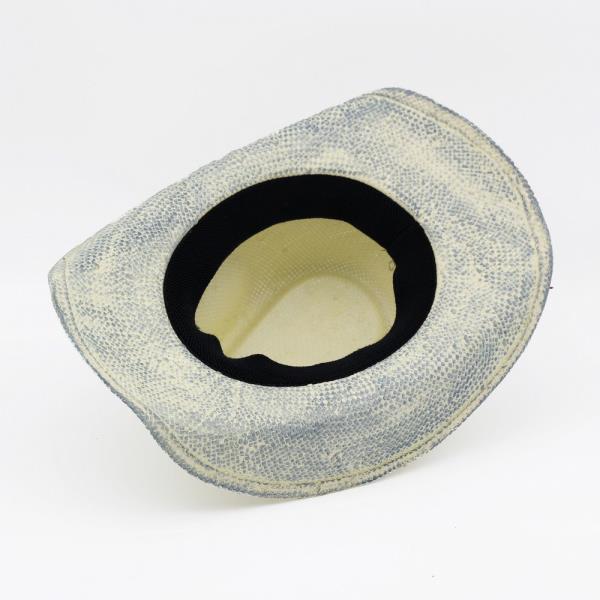 HANDMADE VINTAGE COWBOY HAT WITH SILVER BULL HEAD AND MULTIPLE BANDS.