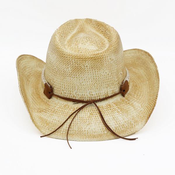 HANDMADE VINTAGE COWBOY HAT WITH SILVER BULL HEAD AND MULTIPLE BANDS.