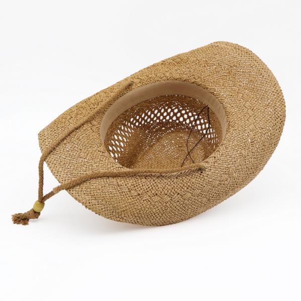STRAW COWBOY HAT WITH TURQUOISE CONCHO BAND