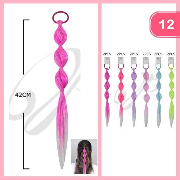 HAIR PONYTAIL EXTENSION WITH HAIR ELASTIC TIE (12 UNITS)