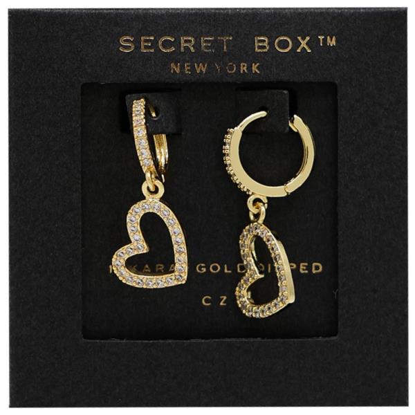 14K GOLD DIPPED HEART CZ HUGGIE GOLD DIPPED EARRING