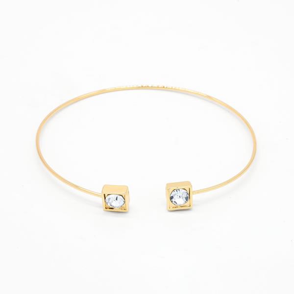 DOUBLE STONE OPEN CUFF BRACELET