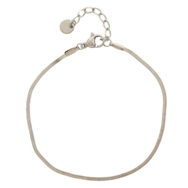 SECRET BOX FLAT SNAKE LINK STAINLESS STEEL METAL BRACELET