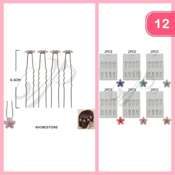 FLOWER HAIR PINS (12 UNITS)