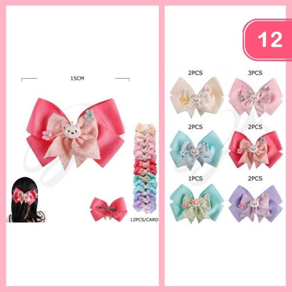CUTE RIBBON LAYERED HAIR BOW (12 UNITS)