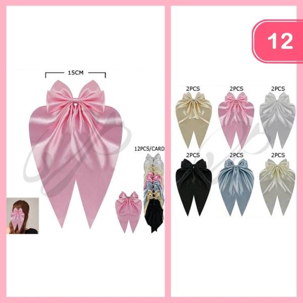 SILK LIKE LONG TAIL HAIR BOW (12 UNITS)