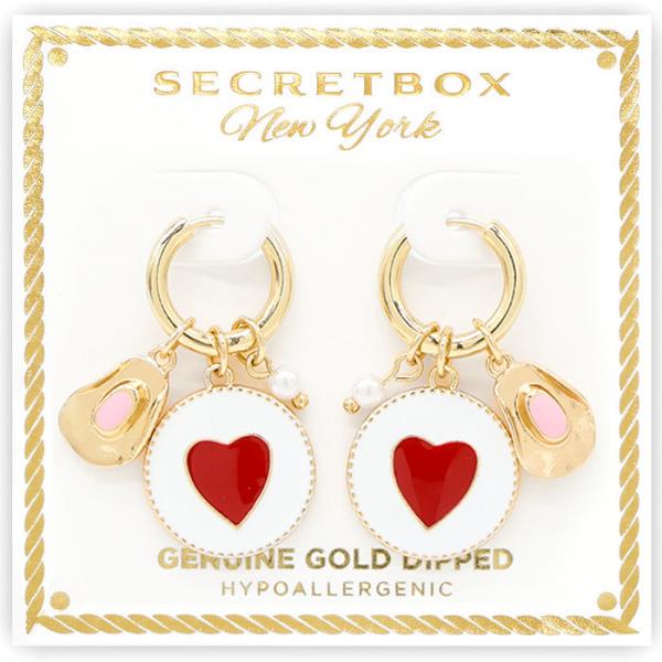 GOLD DIPPED HEART CERAMIC HOOP EARRING