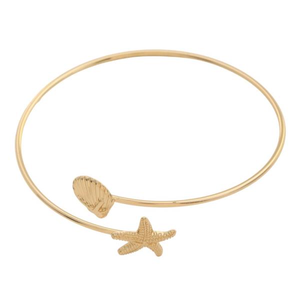 SDJ STARFISH SEASHELL METAL ARM CUFF BRACELET