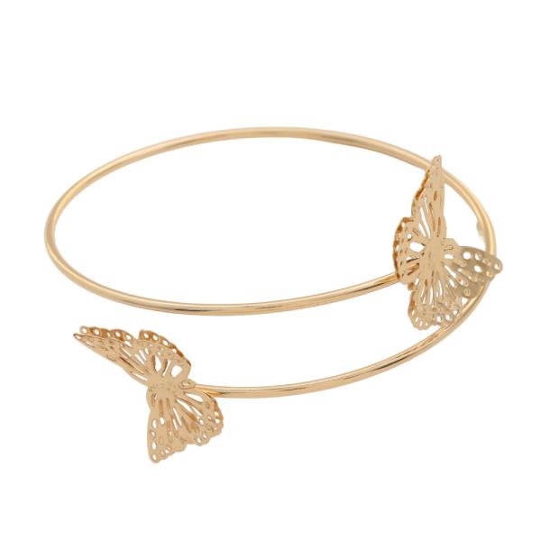 SDJ DOUBLE BUTTERFLY METAL ARM CUFF BRACELET