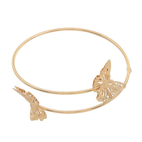 SDJ DOUBLE BUTTERFLY METAL ARM CUFF BRACELET