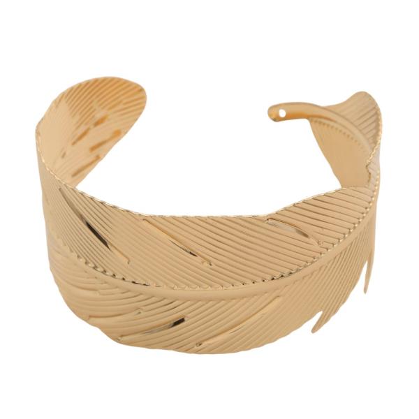 SDJ TEXTURED LEAF METAL ARM CUFF BRACELET