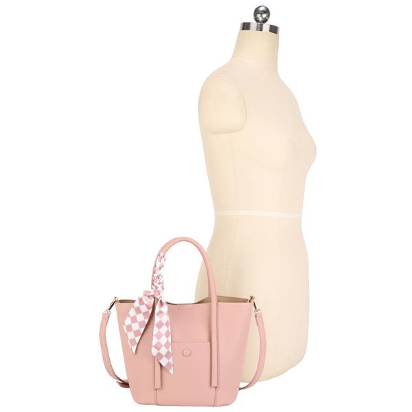 2IN1 TEXTURED HANDLE SATCHEL BAG W POUCH SET