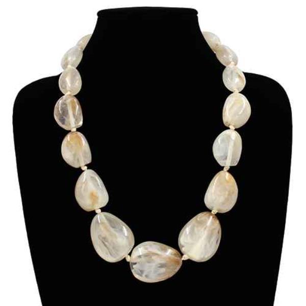 MARBLING STONE CHUNKY BEAD STATEMENT NECKLACE