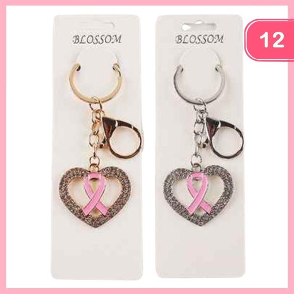 HEART BREAST CANCER AWARENESS KEYCHAIN (12 UNITS)