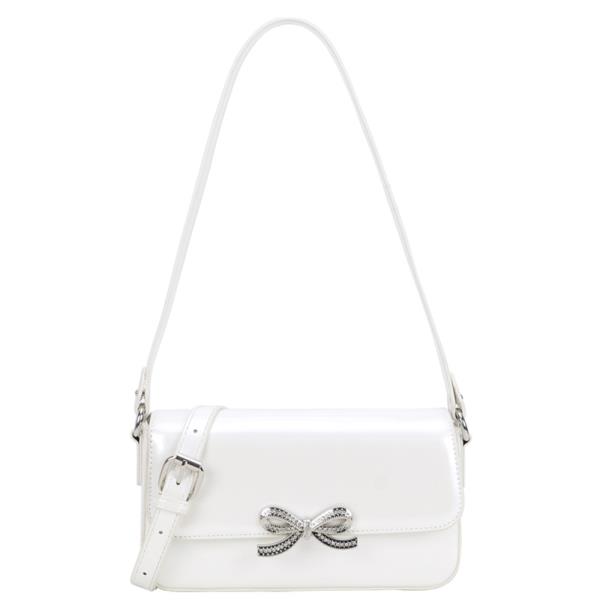 ENAMEL BOW ACCENT SHOULDER MINI CROSSBODY BAG