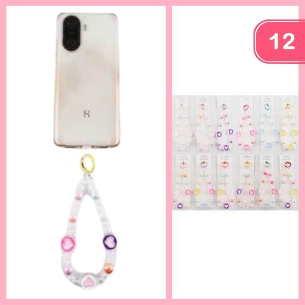 CUTE BEADED HEART PHONE HOLDER (12 UNITS)