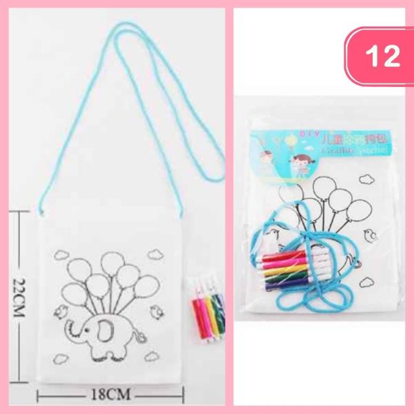 ELEPHANT BALLOON DIY COLORING BAG CRAFT FOR KIDS (12 UNITS)
