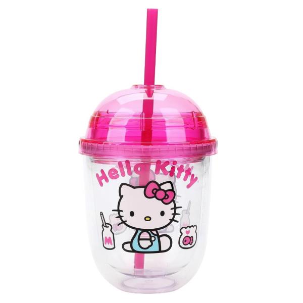 HELLO KITTY TUMBLER CUP WITH STRAW