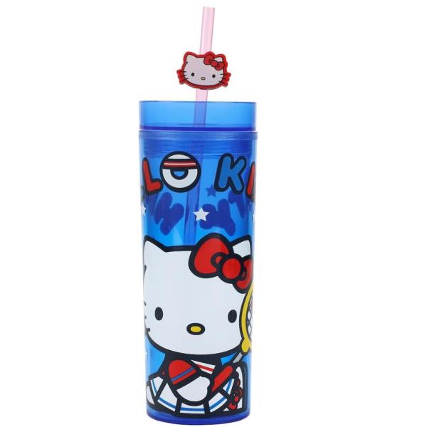 WHOLESALE HELLO KITTY SPORTS ON 16 OZ SLIM PLASTIC CUP WITH STRAW