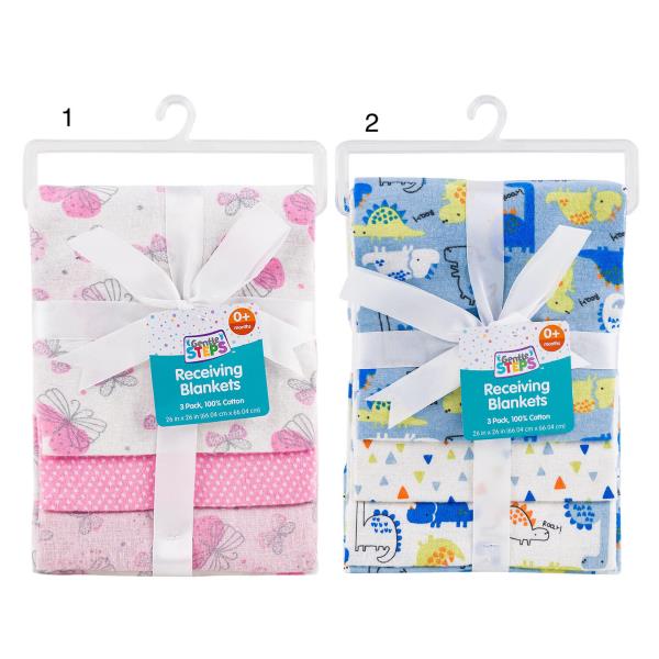 GENTLE STEPS RECEIVING BLANKETS 3 PACK