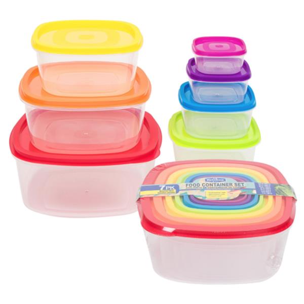 7PC SQUARE FOOD CONTAINER W LID