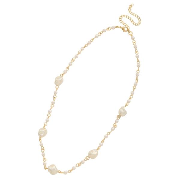 SODAJO PEARL BEAD STATION GOLD DIPPED NECKLACE