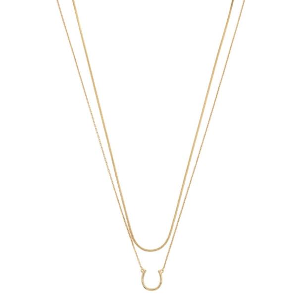 SODAJO U SHAPE LAYERED GOLD DIPPED NECKLACE