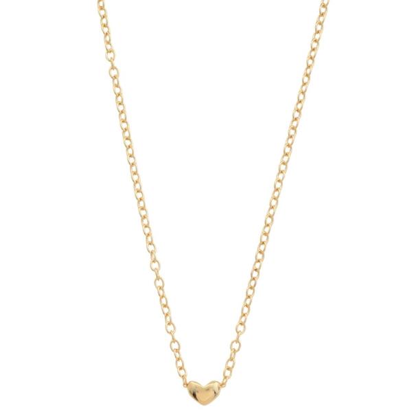 SODAJO PUFFY HEART CHARM GOLD DIPPED NECKLACE