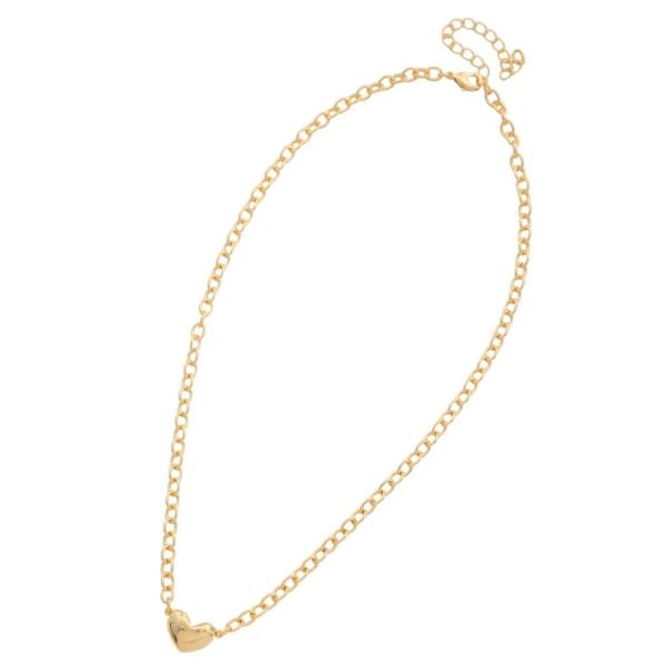 SODAJO PUFFY HEART CHARM GOLD DIPPED NECKLACE