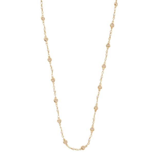 SODAJO DAINTY HEART PEARL BEAD GOLD DIPPED NECKLACE