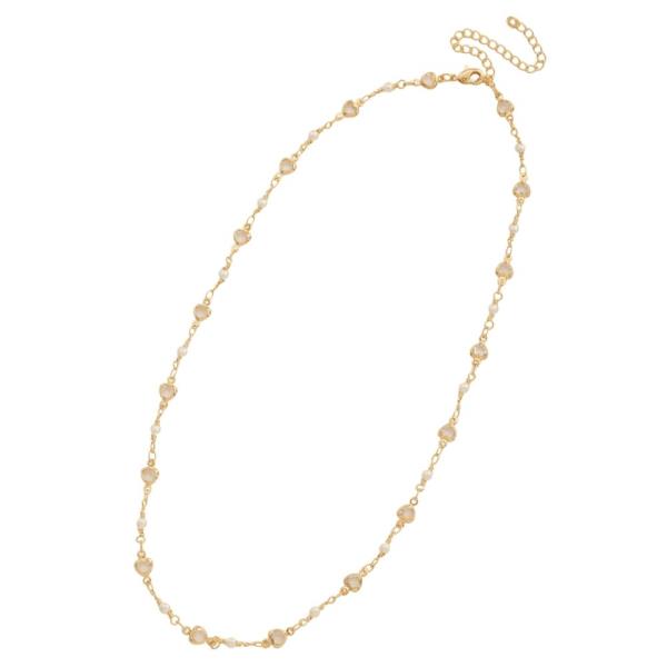SODAJO DAINTY HEART PEARL BEAD GOLD DIPPED NECKLACE