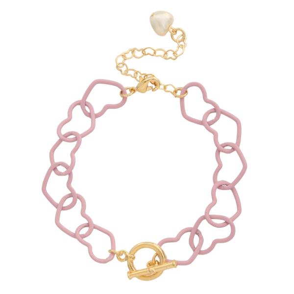 SODAJO HEART SHAPE LINK TOGGLE CLASP BRACELET
