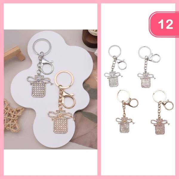 RHINESTONE PERFUME BOTTLE KEYCHAIN (12 UNITS)