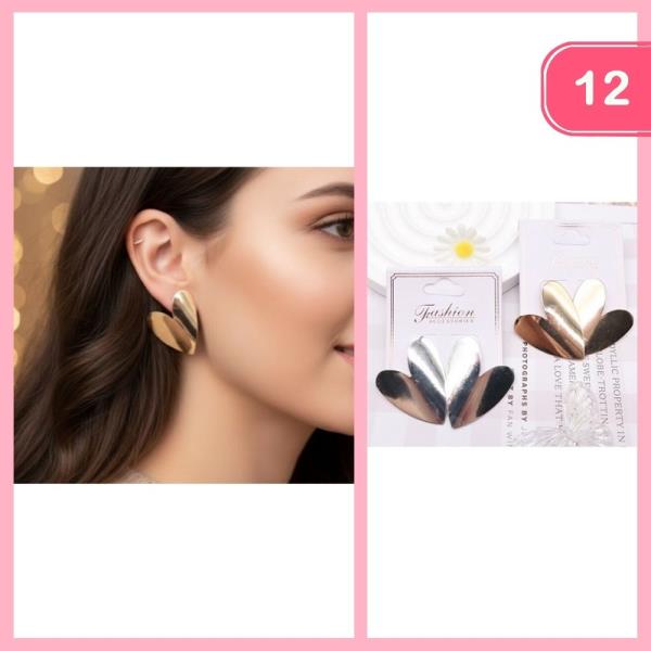 HEART METAL POST EARRING (12 UNITS)