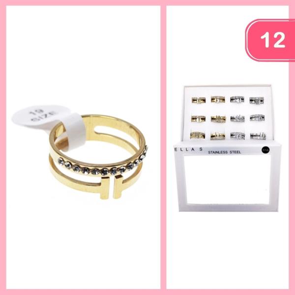 STAINLESS STEEL LAYERED RING (12 UNITS)