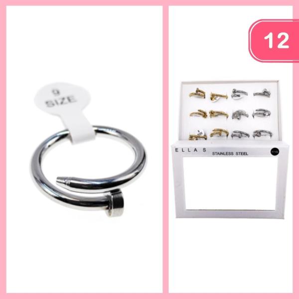 STAINLESS STEEL NAIL WRAP RING (12 UNITS)