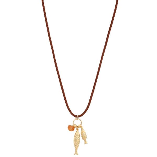 SODAJO FISH CHARM ROPE CHAIN GOLD DIPPED NECKLACE