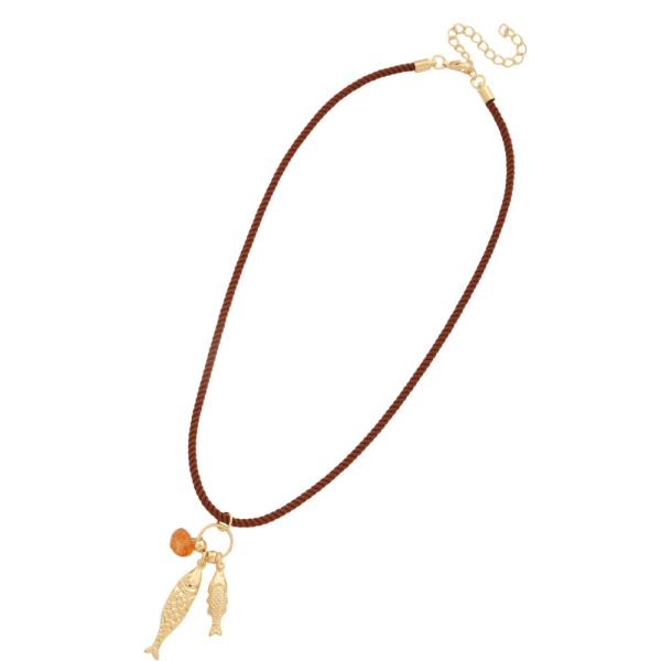 SODAJO FISH CHARM ROPE CHAIN GOLD DIPPED NECKLACE
