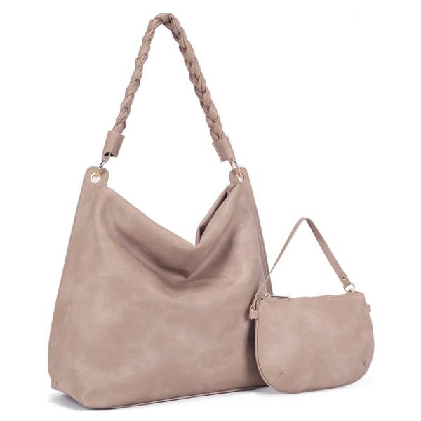 BRAID STRAP HOBO BAG WITH MINI POUCH SET