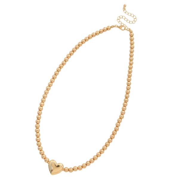 HEART CHARM BEADED NECKLACE