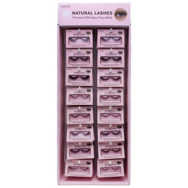 SANTEE 3D EFFECT NATURAL LASHES SET W DISPLAY