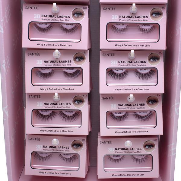SANTEE 3D EFFECT NATURAL LASHES SET W DISPLAY