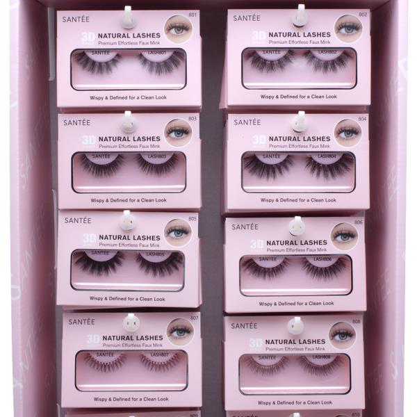 SANTEE 3D EFFECT NATURAL LASHES SET W DISPLAY